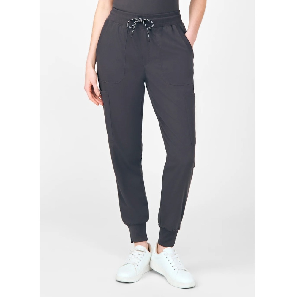 Beyond Scrubs Cloud Nine 6-Pocket Knit Waistband Cargo Jogger Dark Gray  Medium